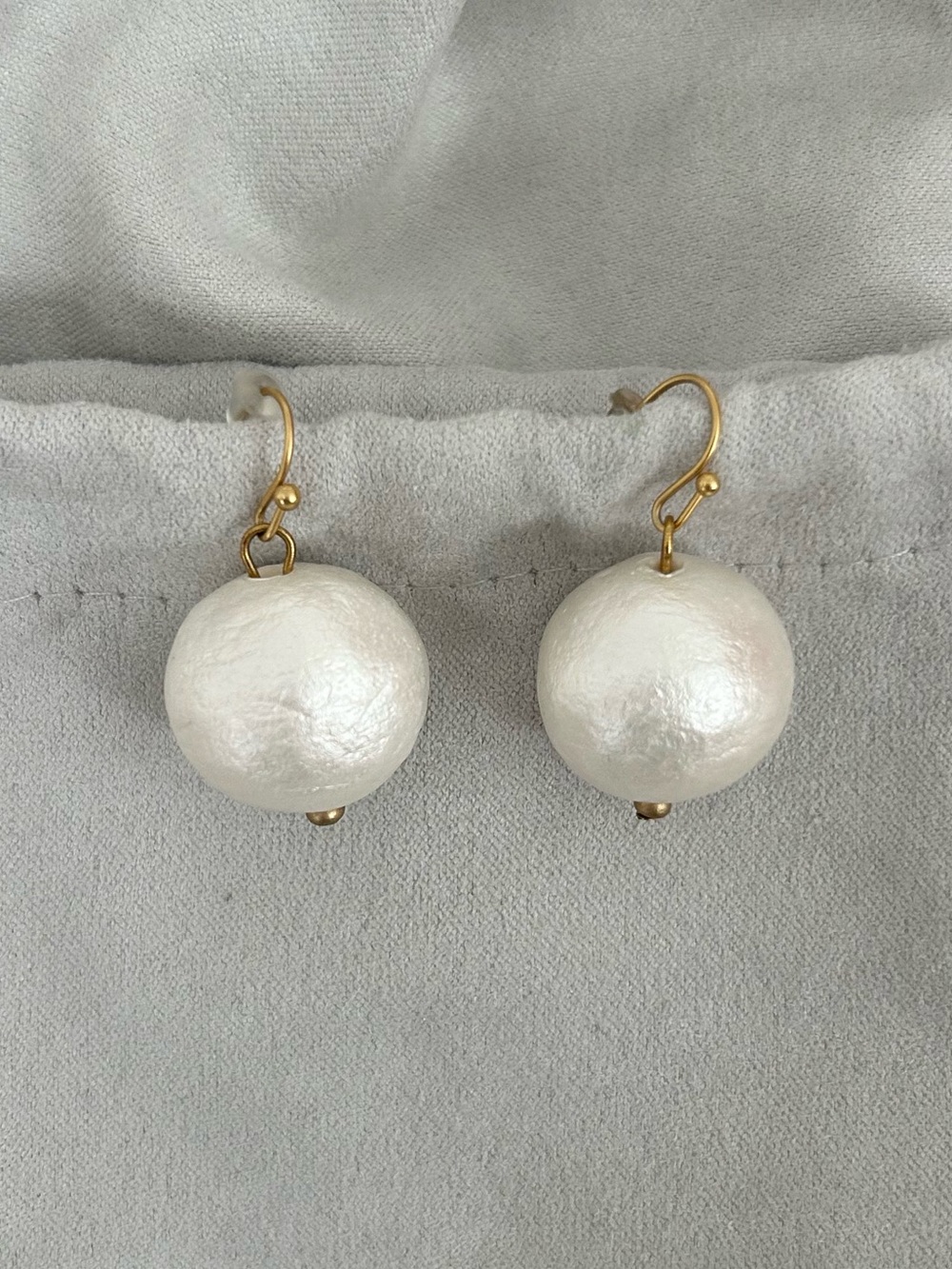 Elegant White Pearl Drop Earrings with Gold Hooks